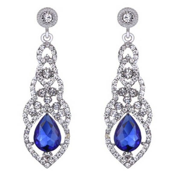 WickedWondersVIPBling.com Jewelry - Earrings - Teardrop Elegance Royal Blue Statement